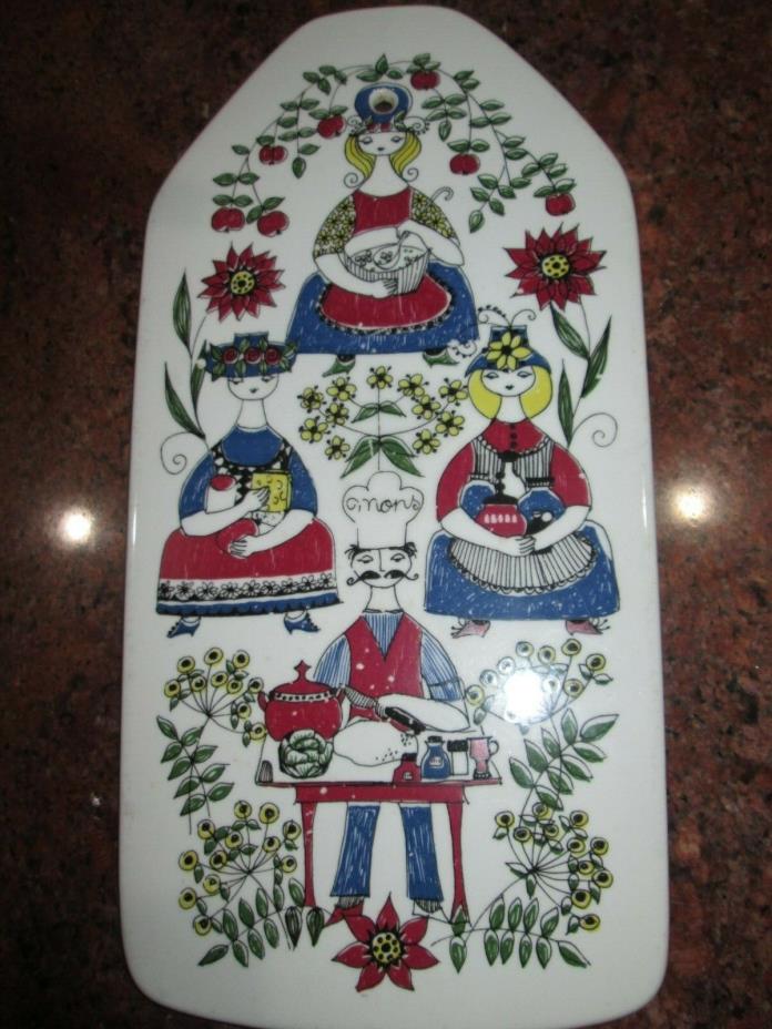 VINTAGE NORWAY TWI-DESIGN  MONS OG MILLE HAND PAINTED SILKSCREEN WALL PLAQUE EUC