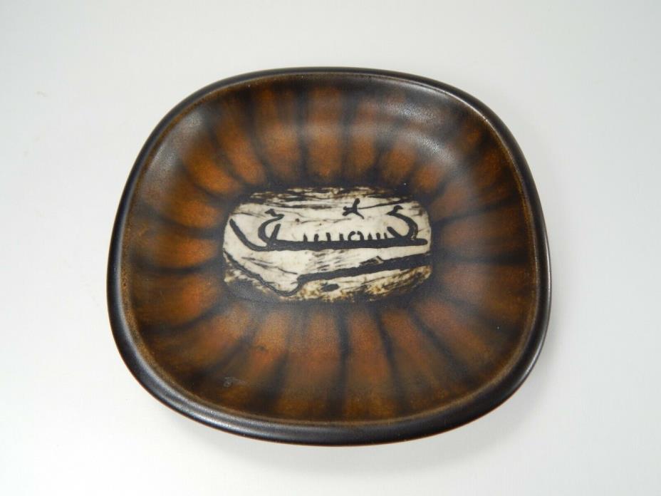 MUNK ENKOPING Keramik Viking Ship Scandinavian Pottery Dish/Tray. Made in Sweden