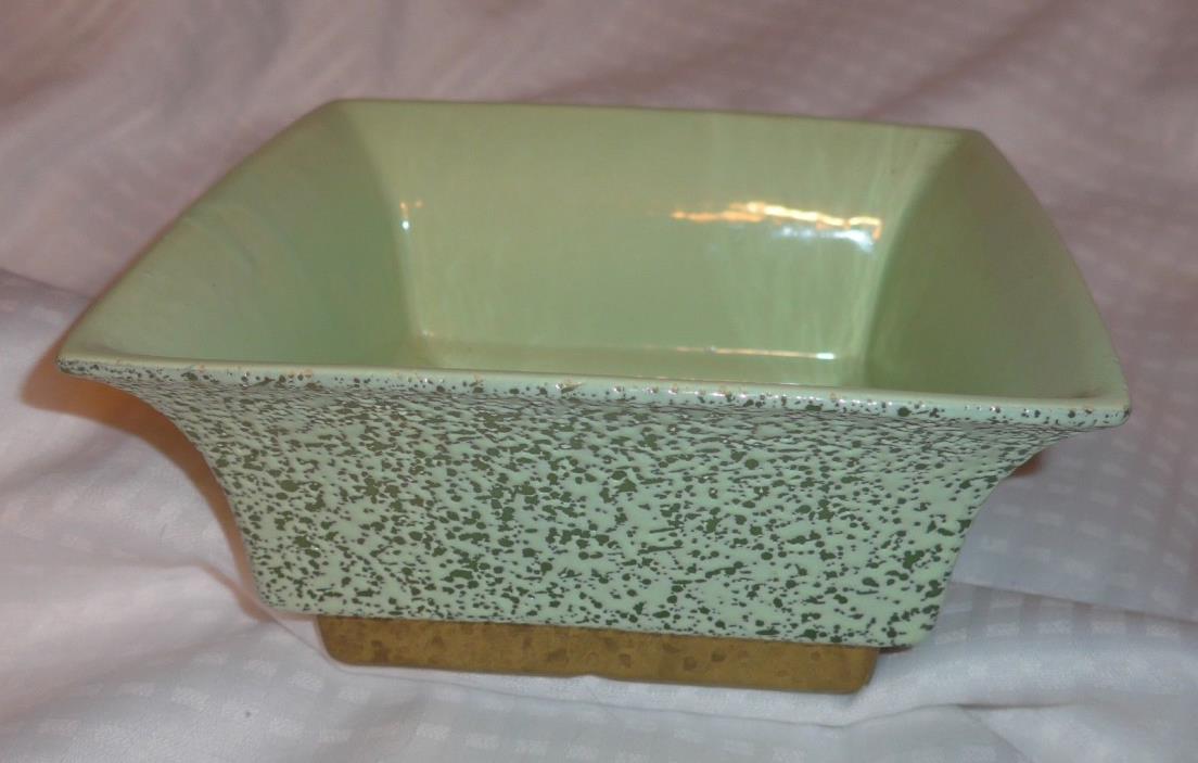 Vintage Shawnee Art Pottery Bowl Spatter Confetti Green Mid Century