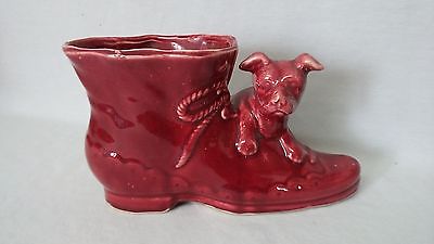 Mid Century Figural Planter Vase Dog & Shoe Shawnee Pottery USA Vintage