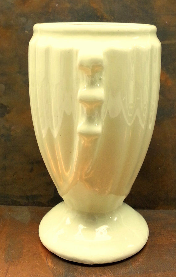 Shawnee Art Pottery Cream Fluted Urn Vase, Small Ceramic Pot Planter