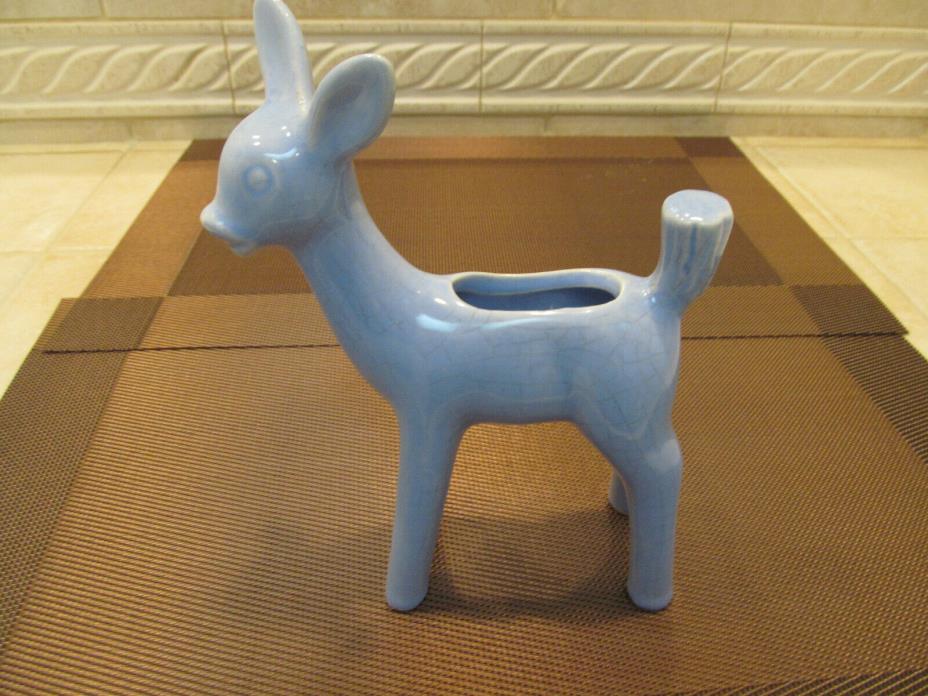 Vintage Shawnee Pottery Blue Deer Figurine Planter