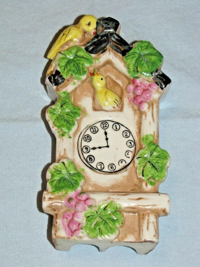 Vintage Bird House Clock Wall Pocket Japan