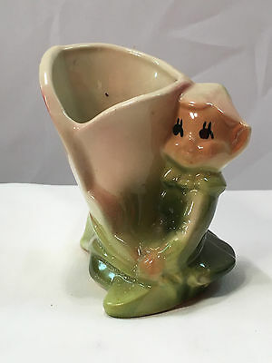 Shawnee Pottery Pixie or Elf Pottery Vase or Planter - Large Leaf