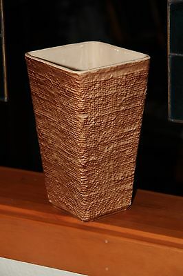 Vintage Shawnee Burlap Weave Art Pottery Ceramic Vase, marked Shawnee U.S.A. 868