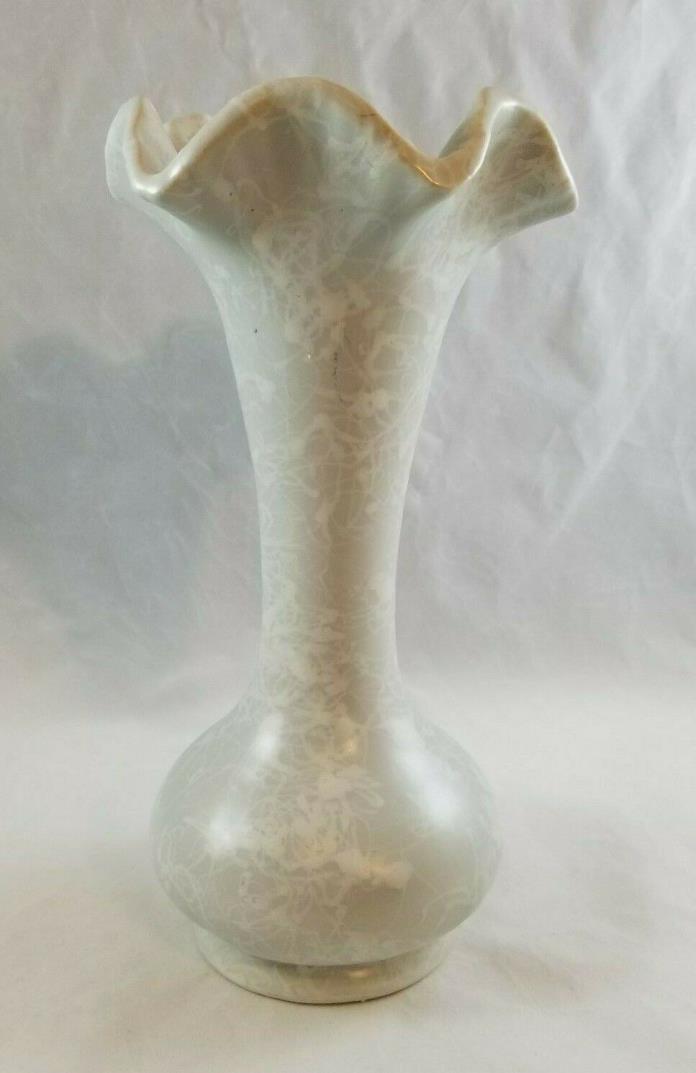 Shawnee Pottery Cameo Vase Ruffled Edge 10 in. #2512  Splatter White on Gray