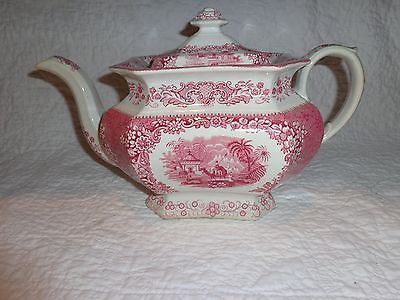 Stunning Antique Staffordshire Pink Oriental Pattern Teapot, c.1830-1834