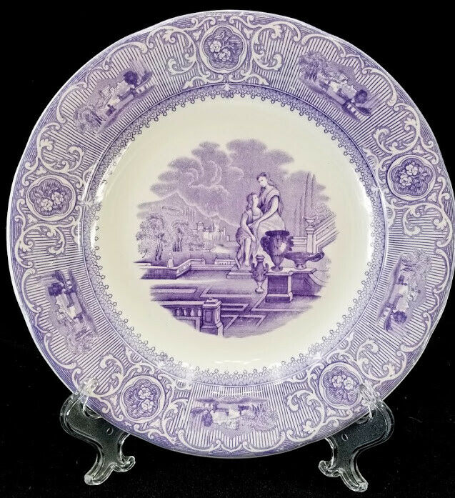 Antique 'Carrara' Transferware Soup Plate by Gustafsberg, 1874