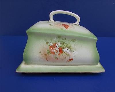 1890's Staffordshire Cheese Keeper/Butter Dome/Dish Floral Green Design