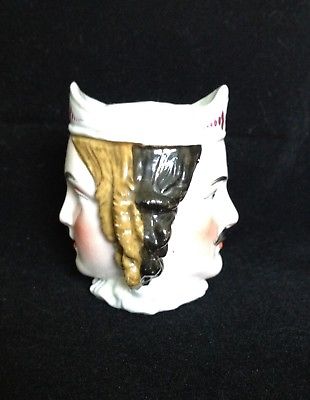 SUPER RARE STAFFORDSHIRE POUNCE POT OR INK SANDER TWO FACE MAN AND WOMAN