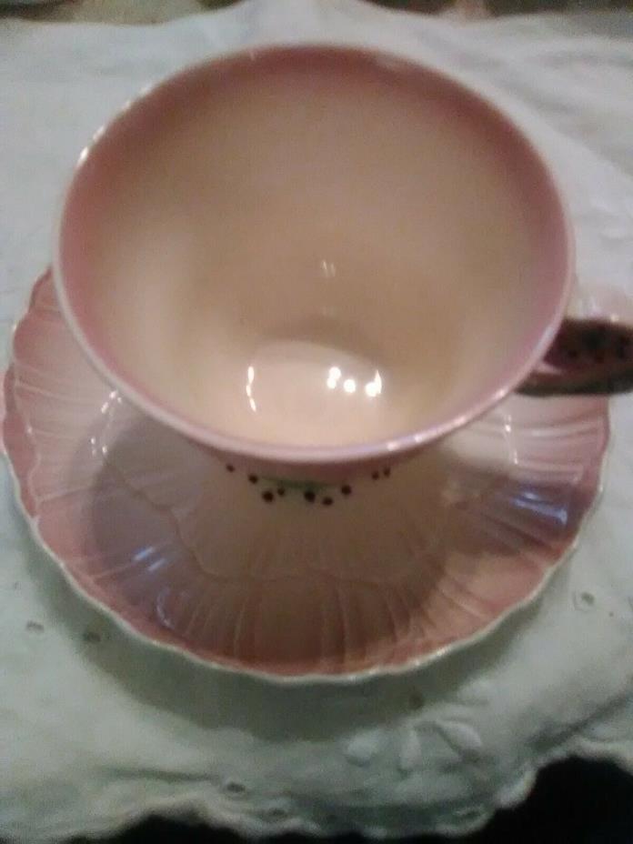 Vintage Staffordshire pink floral porcelain cup and saucer set