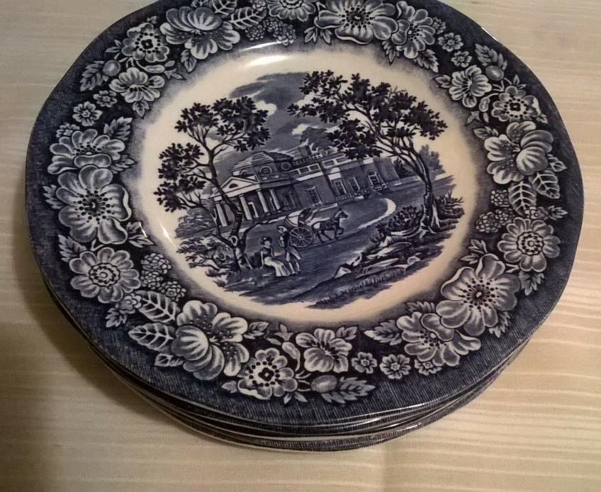 LIBERTY BLUE 7 CAKE/BREAD PLATES 6