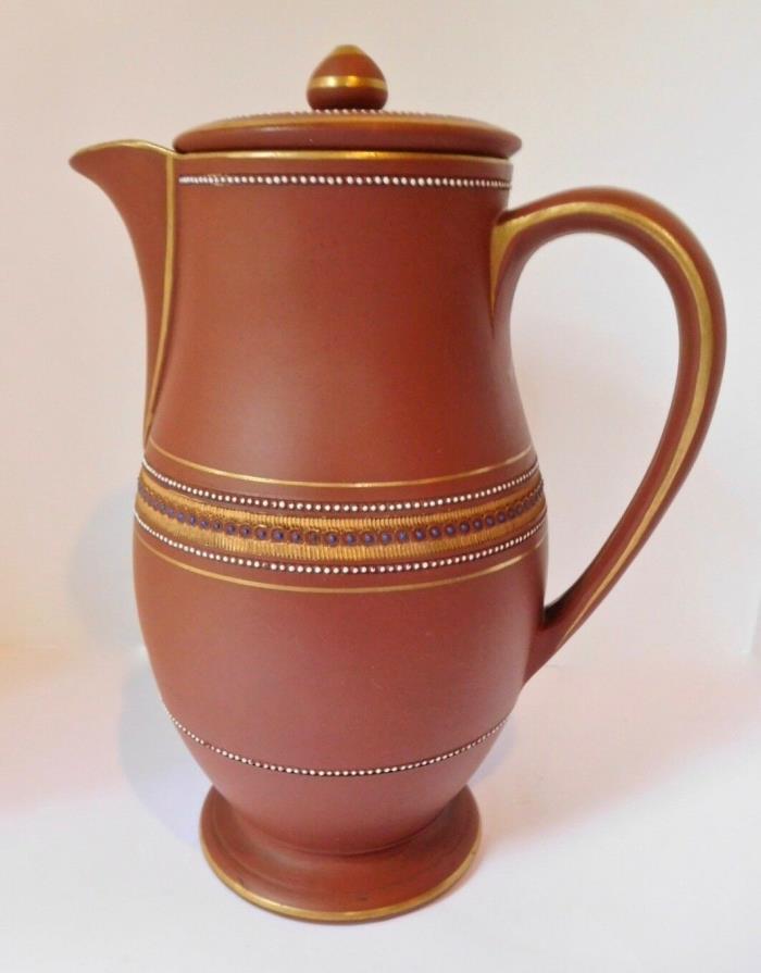 Antique English Staffordshire Rosso Antico Redware Coffee/Chocolate Pot