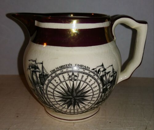 Mariner's Compass Luster Transferware Creamer Gray's Pottery Mariner Prayer