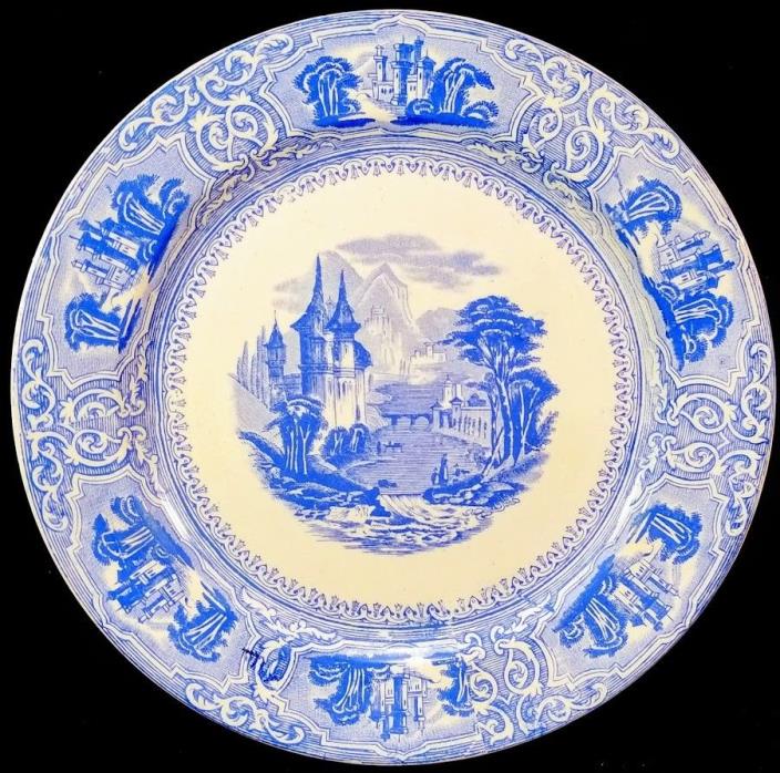 Antique 'Castello' Transferware Plate by Wallis Gimson & Co, c. 1882-1890