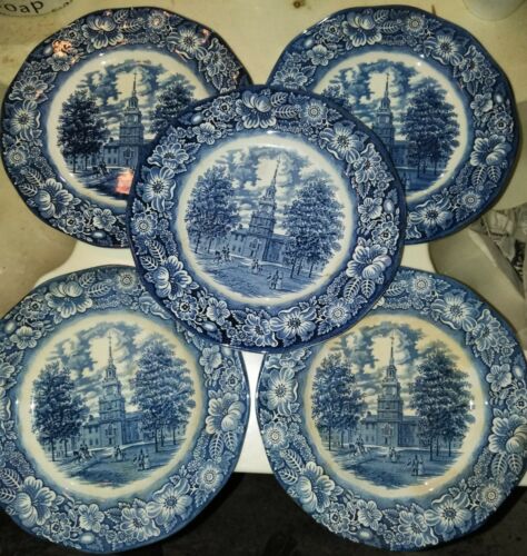 Staffordshire China Liberty Blue Dinner Plates (set of 5)  ..