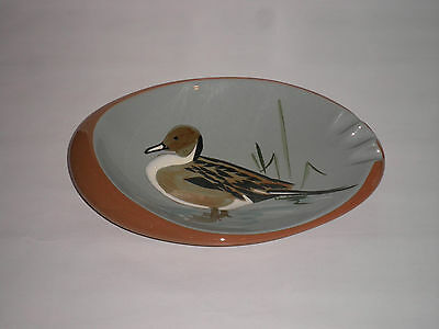 Vintage handpainted Stangle Pottery Ashtray, Pintail Duck, made in USA