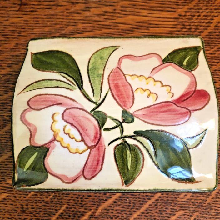Stangl Pottery Trinket or Cigarette  Box with Pink Dogwood Flower