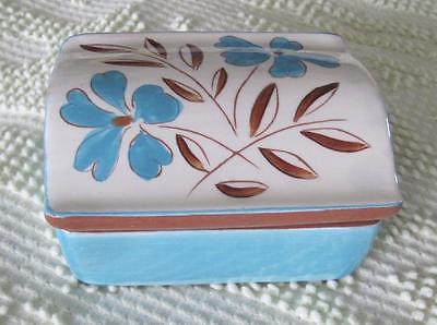 1948-1950 Stangl Pottery Blue Flower Cigarette Box #3801