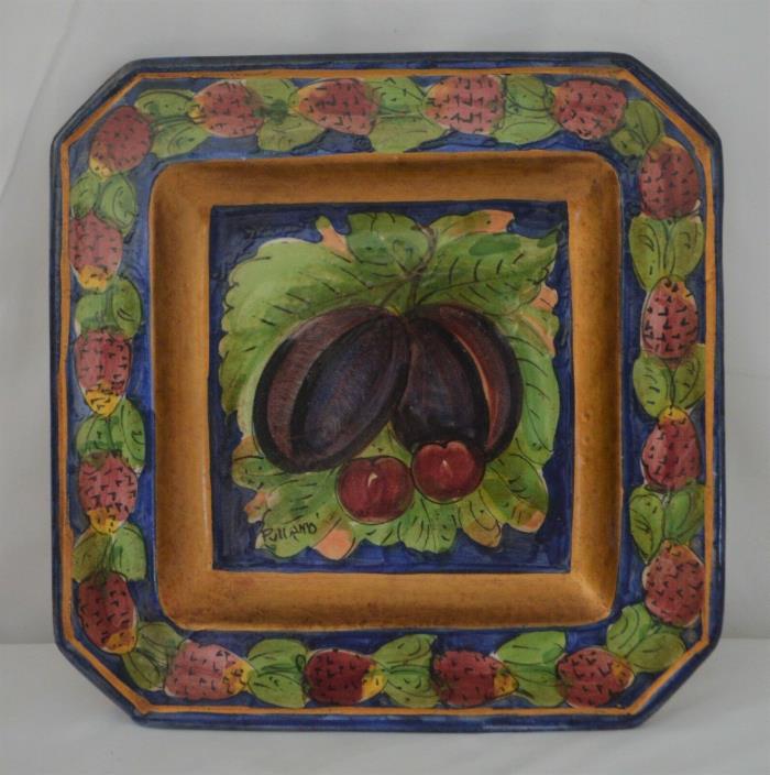 Handmade & Painted Fruit Motif Italian Plate - Sign by Artist Pullano