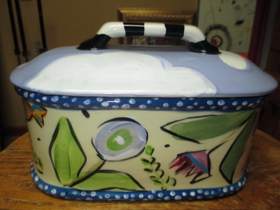 Large Droll Designs © Hand Painted Lidded Oblong Canister