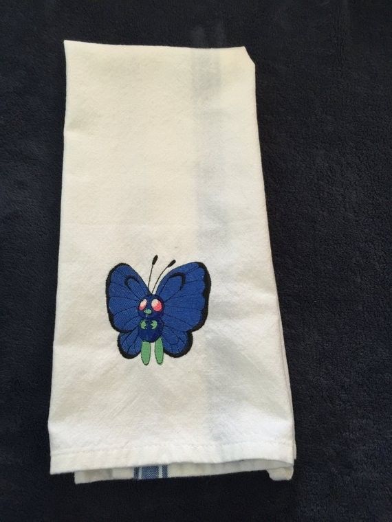 Hand Crafted Tea Towel Vingtage Butterfree Design Made from Cotton