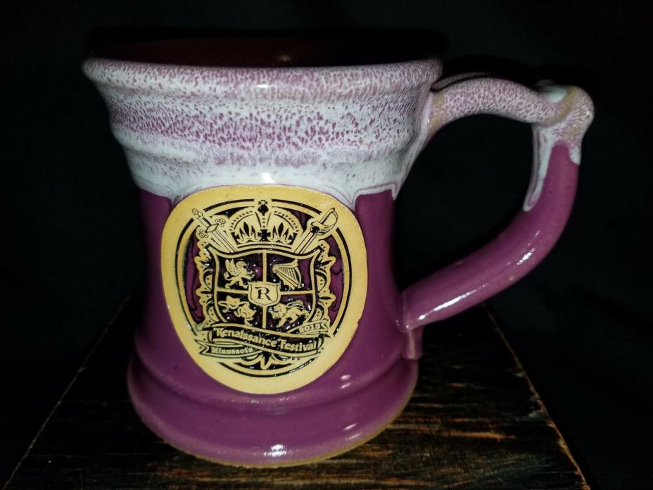 Coffee Mug Cup Stoneware Purple Handmade Renaissance Festival 2013 12oz