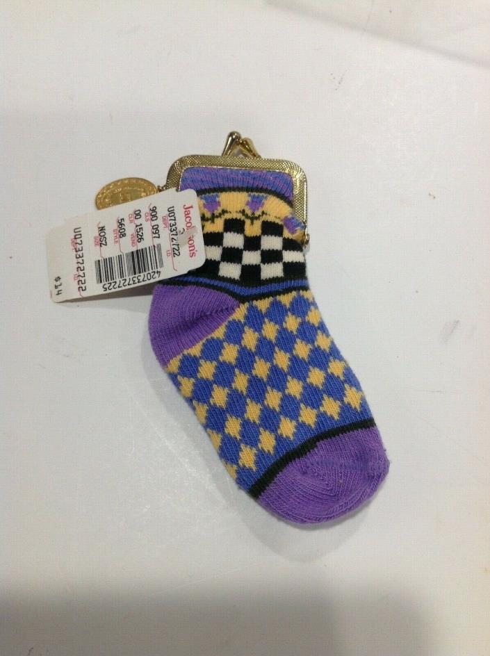 Mackenzie Childs COIN CHANGE PURSE-SOCK Five Inches Purple w/ hang tag NWT