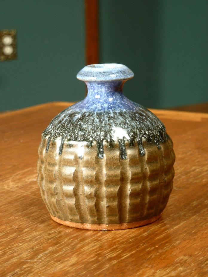 Pottery Bud Vase Ceramic Weed Pot Geometric Modern Flower Pot Blue Home Decor