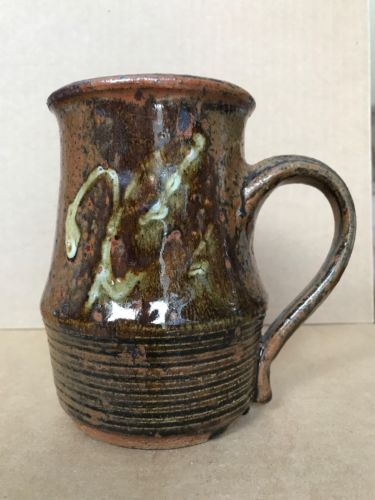 Hand Thrown Speckled Pottery Art Coffee Mug Tankard Signed
