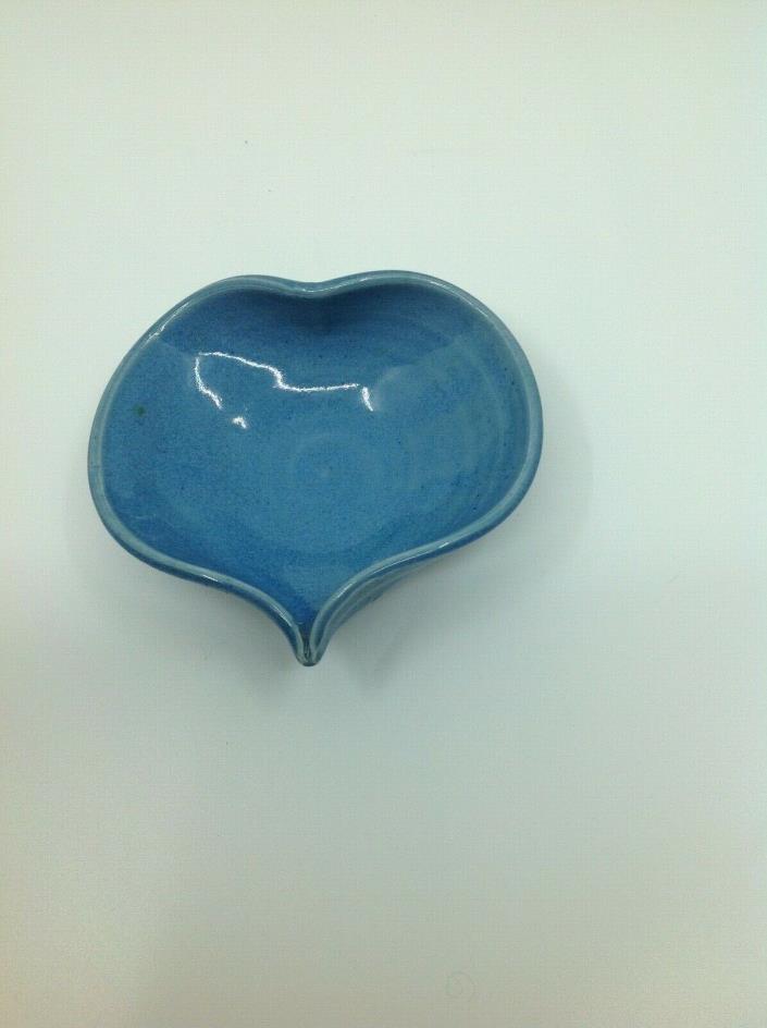 Chatham Pottery Blue Heart Trinket Dish Cape Code Stoneware