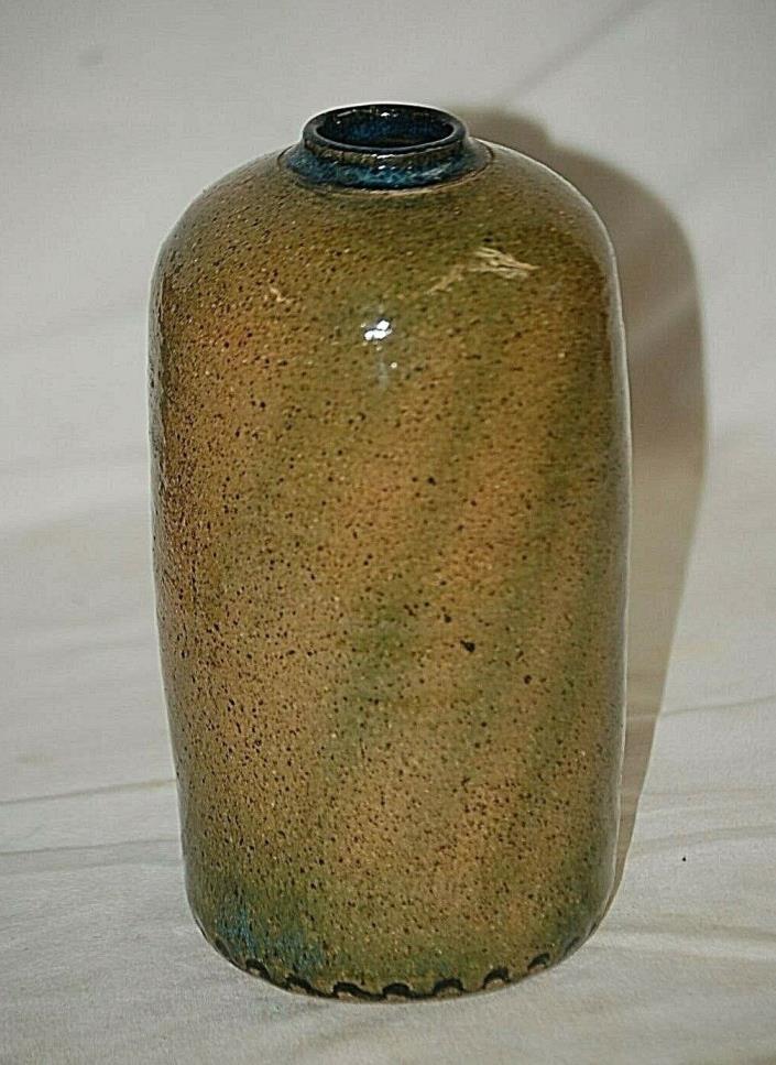 Handcrafted Stoneware Studio Art Pottery Earth Tone Speckled Vase Unsigned