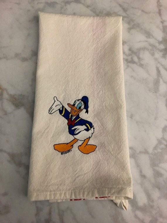 Handcrafted Tea Towel Vintage Donald Duck Design Highly Absorbent