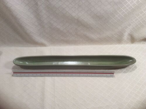 Green 16” McCarty Signed Pottery Olive Tray Boat Dish Carnevale Of Memphis