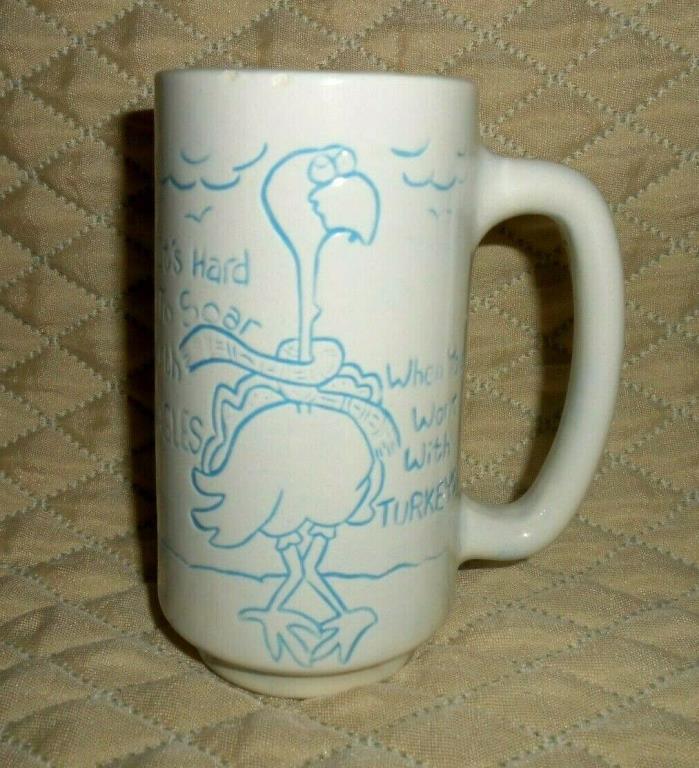 Funny Turkey Tall Coffee Mug Cup Studio art signed 1981 RARE