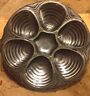 Beautiful Black Oyster Plate Heavy Stoneware 6  Wells with center sauce area