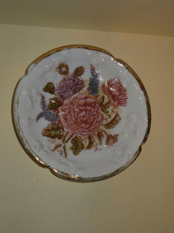 Small 4 Inch Saucer with Rose Design Unknown Maker