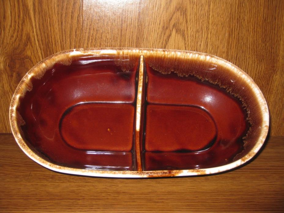 M C P Brown Drip Divided Serving Dish Made in USA -12