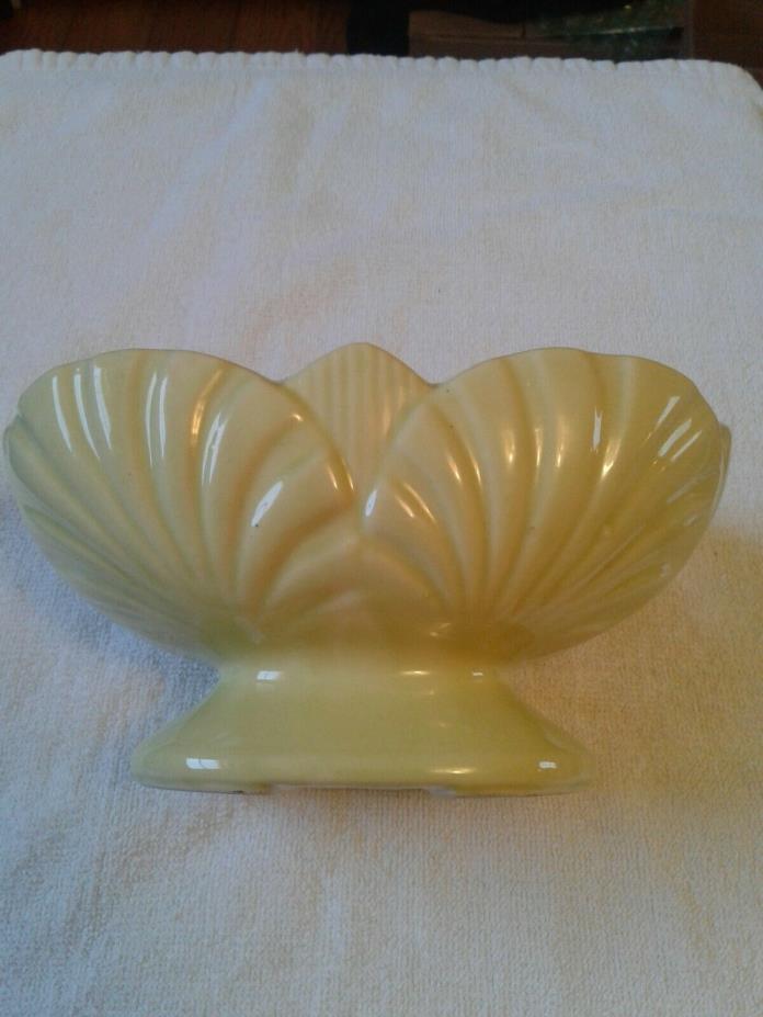 Vintage lime green ceramic footed planter/used
