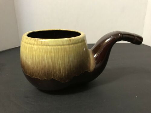 Green & Brown Drip glaze Bowl Cigar Handled