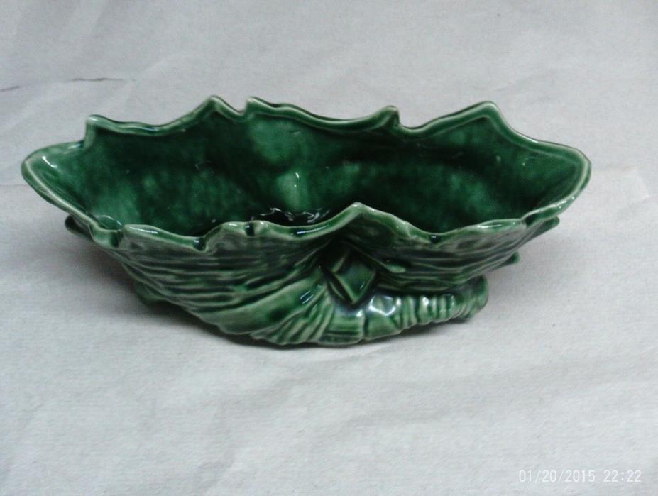 Vintage Painted Green Pottery Cornicopia Design Flower Pot Planter