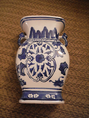 Dutch Holland Painted Ceramic Vase w Handles - 6.75