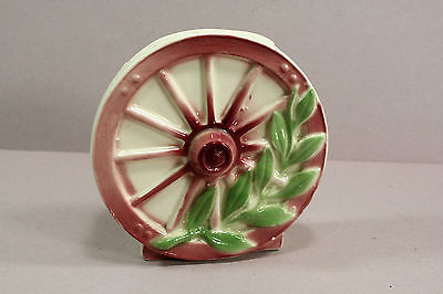 Ceramic Wagon Wheel Wall Pocket Window Planter Vintage  Mid Century 5 1/2