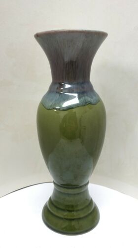 Vintage Ceramic glazed decorative home and garden vase purple green 10
