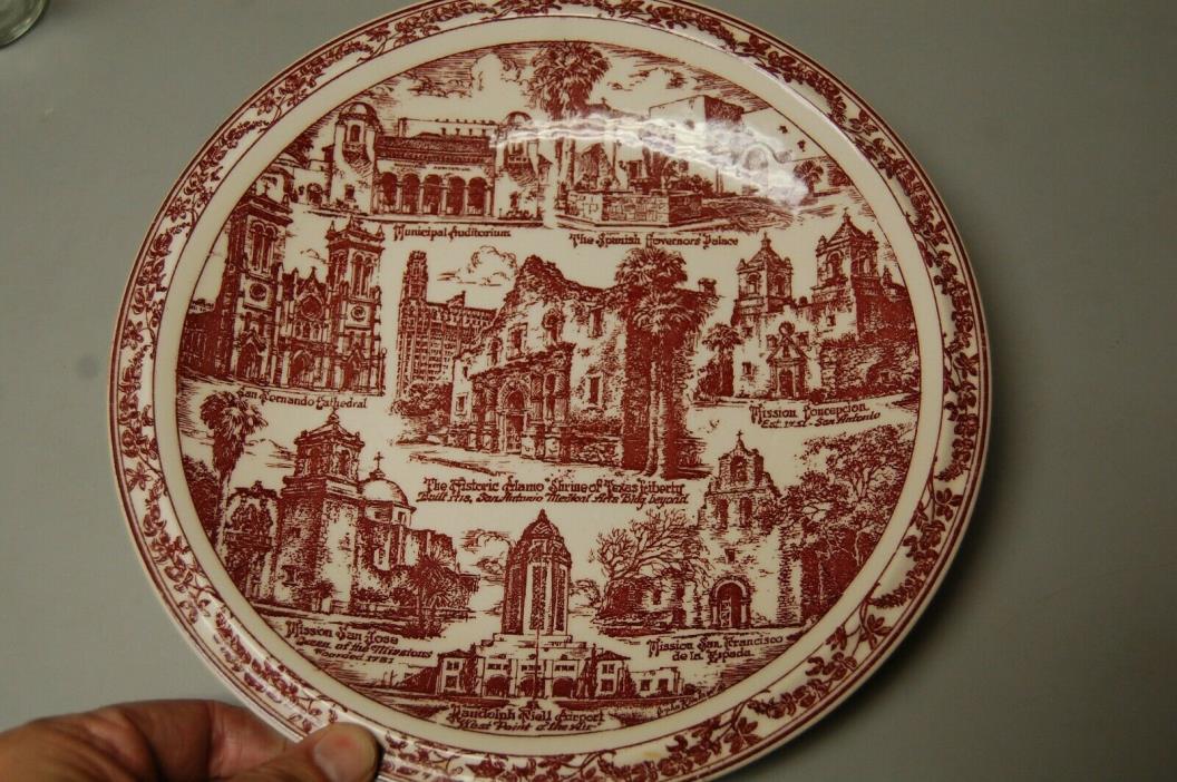 vintage San Antonio Texas souvenir plate by Vernon Kilns mid-century The Alamo