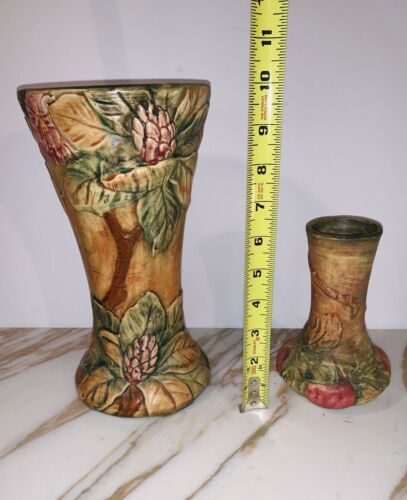 2 Weller Vase Lot - 10” Forrest Woodcraft Vase - 1915 Baldwin Vase - Mint