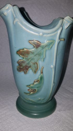Antique Rare Weller Pottery Oakleaf Vase  Blue