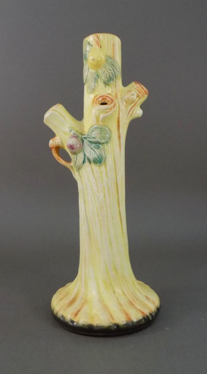 Vintage Weller Pottery: Voile Vase Yellow w/ yellow and pink flowers 8.5