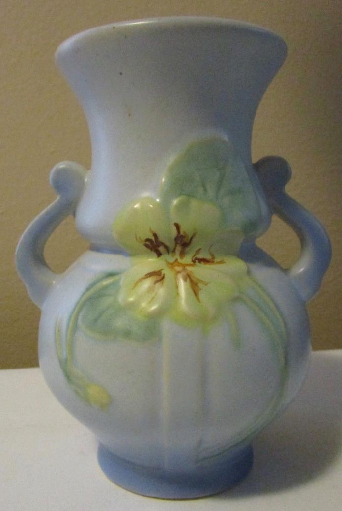 Vintage 1930s WELLER ART POTTERY PANELLA Pattern 6.5 Inch Tall Blue Vase AS IS