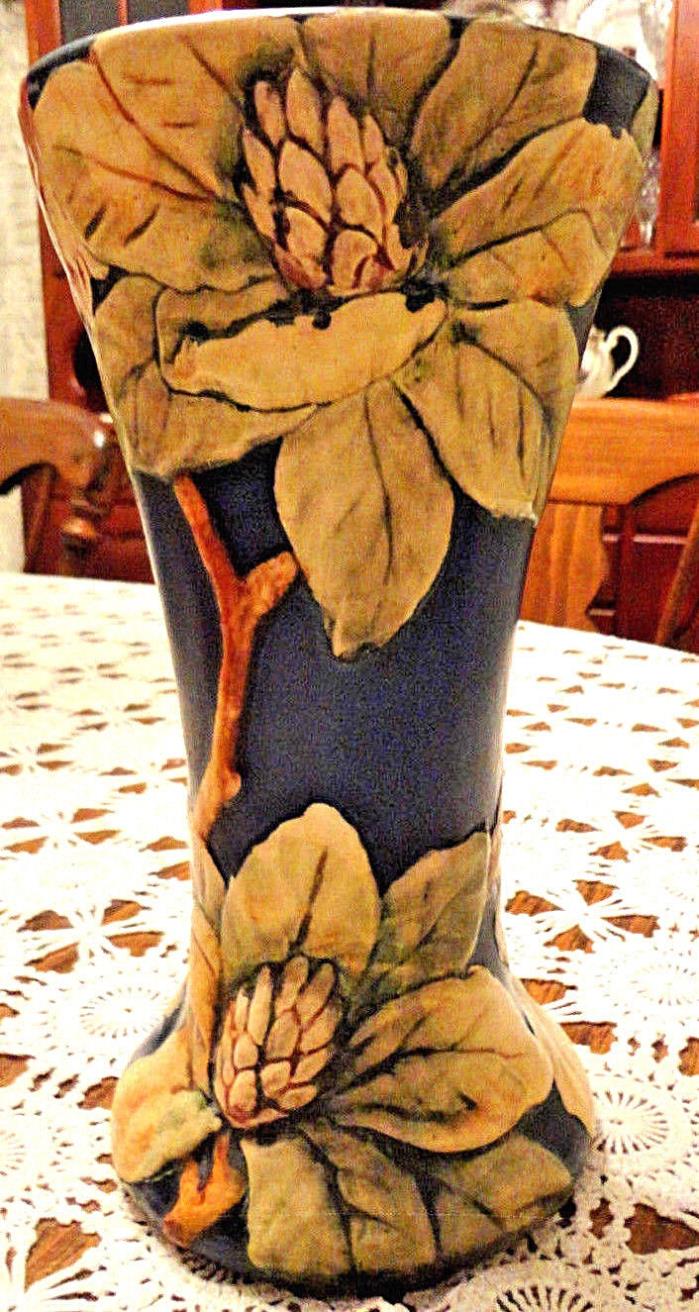 Weller 1920's Flemish Blue Magnolia Vase ~ 10